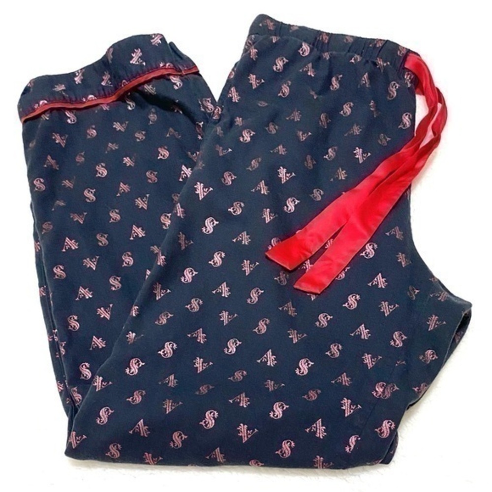 VICTORIAS SECRET BLUE PAJAMA PANTS VS LOGO MEDIUM